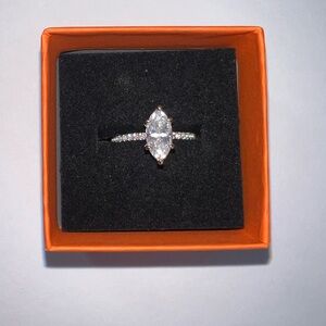 2 CT 925 Sterling Silver Marquise Cut Moissanite Ring Size 7